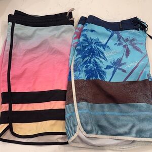 Hurley Gray Swim Trunks with Blue Accent